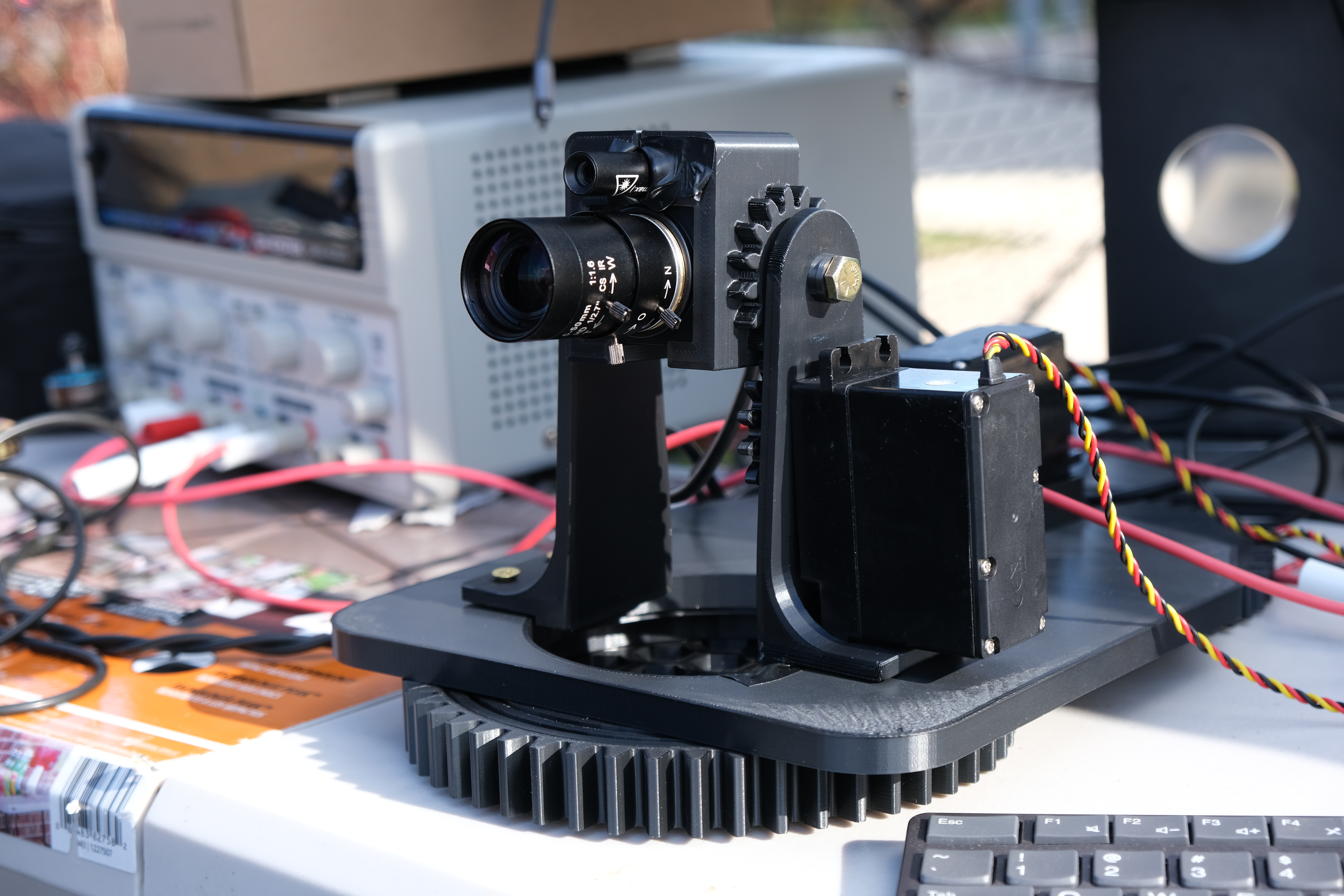 Drone tracking + laser turret capstone rig.